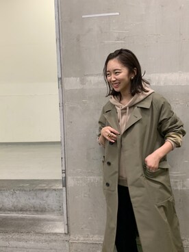 「PUBLIC TOKYO（パブリックトウキョウ）のアイテム（ステンカラーコート）」を使った、ayakaさん（レディース・152cm）の秋コーディネート