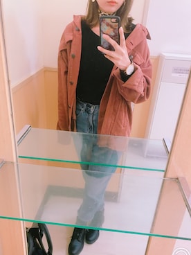 「アイテム（デニムジャケット、ピンク系）」を使った、＠hikさん（レディース・156cm）の春コーディネート