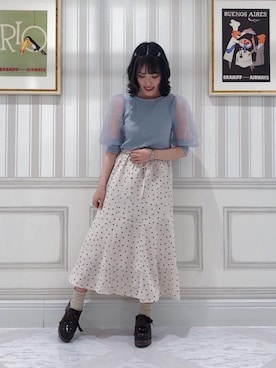 「オーガンジー」｜「アイテム（その他シューズ）」を使った、マジェスティックレゴンルミネ池袋店スタッフさん（レディース・147cm）の春コーディネート