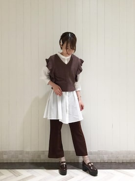 「MAJESTIC LEGON（マジェスティックレゴン）のアイテム（チュニック）」を使った、マジェスティックレゴンルミネ池袋店スタッフさん（レディース・163cm）の夏コーディネート