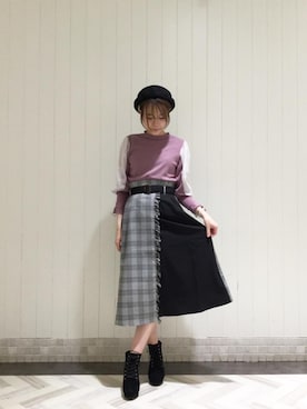 「ベレー」｜マジェスティックレゴンルミネ池袋店スタッフさん（レディース・163cm）の秋コーディネート