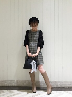 「池袋ルミネ」｜「アイテム（ブーツ）」を使った、マジェスティックレゴンルミネ池袋店スタッフさん（レディース・163cm）の秋コーディネート