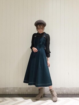 「池袋ルミネ」｜「アイテム（ブーツ）」を使った、マジェスティックレゴンルミネ池袋店スタッフさん（レディース・163cm）の秋コーディネート