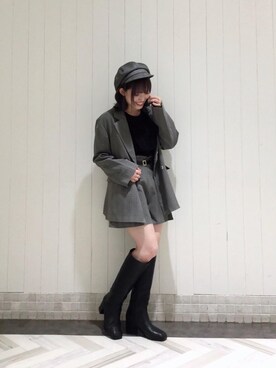 「韓国コーデ」｜「アイテム（キャスケット）」を使った、マジェスティックレゴンルミネ池袋店スタッフさん（レディース・147cm）の秋コーディネート