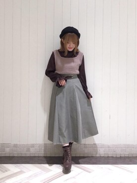 「池袋ルミネ」｜「アイテム（ブーツ）」を使った、マジェスティックレゴンルミネ池袋店スタッフさん（レディース・147cm）の秋コーディネート
