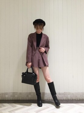 「池袋ルミネ」｜「アイテム（ブーツ）」を使った、マジェスティックレゴンルミネ池袋店スタッフさん（レディース・163cm）の秋コーディネート