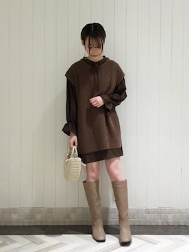 「池袋ルミネ」｜「アイテム（ブーツ）」を使った、マジェスティックレゴンルミネ池袋店スタッフさん（レディース・163cm）の秋コーディネート