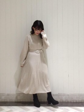 「池袋ルミネ」｜「アイテム（ブーツ）」を使った、マジェスティックレゴンルミネ池袋店スタッフさん（レディース・147cm）の秋コーディネート