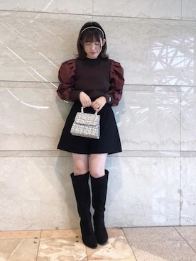 「池袋ルミネ」｜「アイテム（ブーツ）」を使った、マジェスティックレゴンルミネ池袋店スタッフさん（レディース・147cm）の秋コーディネート