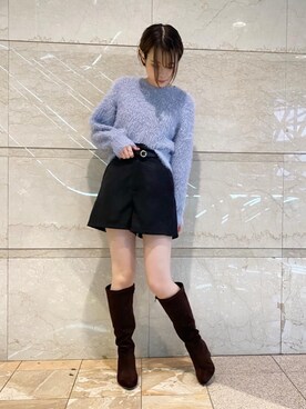 「池袋ルミネ」｜「アイテム（ブーツ）」を使った、マジェスティックレゴンルミネ池袋店スタッフさん（レディース・163cm）の秋コーディネート
