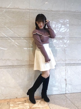 「池袋ルミネ」｜「アイテム（ブーツ）」を使った、マジェスティックレゴンルミネ池袋店スタッフさん（レディース・147cm）の秋コーディネート
