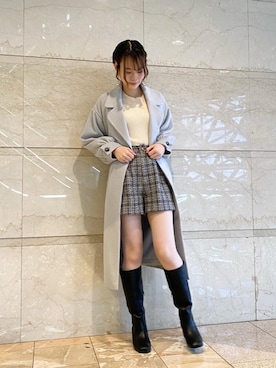 「池袋ルミネ」｜「アイテム（ブーツ）」を使った、マジェスティックレゴンルミネ池袋店スタッフさん（レディース・163cm）の秋コーディネート