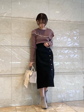 「池袋ルミネ」｜「アイテム（ブーツ）」を使った、マジェスティックレゴンルミネ池袋店スタッフさん（レディース・163cm）の秋コーディネート