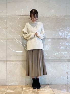 「池袋ルミネ」｜「アイテム（ブーツ）」を使った、マジェスティックレゴンルミネ池袋店スタッフさん（レディース・163cm）の秋コーディネート
