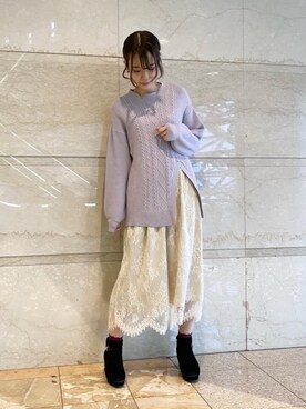 「池袋ルミネ」｜「アイテム（ブーツ）」を使った、マジェスティックレゴンルミネ池袋店スタッフさん（レディース・163cm）の冬コーディネート