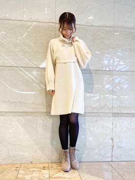 「池袋ルミネ」｜「アイテム（ブーツ）」を使った、マジェスティックレゴンルミネ池袋店スタッフさん（レディース・163cm）の冬コーディネート