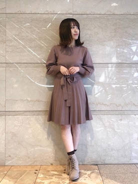 「池袋ルミネ」｜「アイテム（ブーツ）」を使った、マジェスティックレゴンルミネ池袋店スタッフさん（レディース・147cm）の冬コーディネート