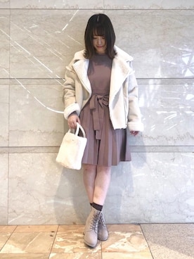 「池袋ルミネ」｜「アイテム（ブーツ）」を使った、マジェスティックレゴンルミネ池袋店スタッフさん（レディース・147cm）の冬コーディネート