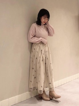 「池袋ルミネ」｜「アイテム（ブーツ）」を使った、マジェスティックレゴンルミネ池袋店スタッフさん（レディース・147cm）の冬コーディネート