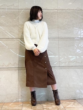 「池袋ルミネ」｜「アイテム（ブーツ）」を使った、マジェスティックレゴンルミネ池袋店スタッフさん（レディース・158cm）の冬コーディネート