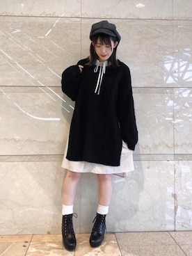 「池袋ルミネ」｜「アイテム（ブーツ）」を使った、マジェスティックレゴンルミネ池袋店スタッフさん（レディース・147cm）の冬コーディネート