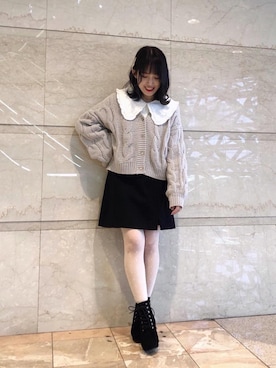 「池袋ルミネ」｜「アイテム（ブーツ）」を使った、マジェスティックレゴンルミネ池袋店スタッフさん（レディース・147cm）の冬コーディネート