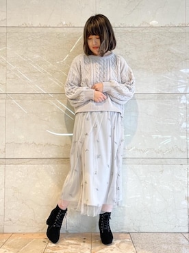 「池袋ルミネ」｜「アイテム（ブーツ）」を使った、マジェスティックレゴンルミネ池袋店スタッフさん（レディース・158cm）の冬コーディネート