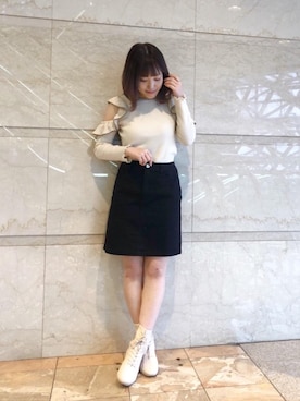 「池袋ルミネ」｜「アイテム（ブーツ）」を使った、マジェスティックレゴンルミネ池袋店スタッフさん（レディース・147cm）の冬コーディネート