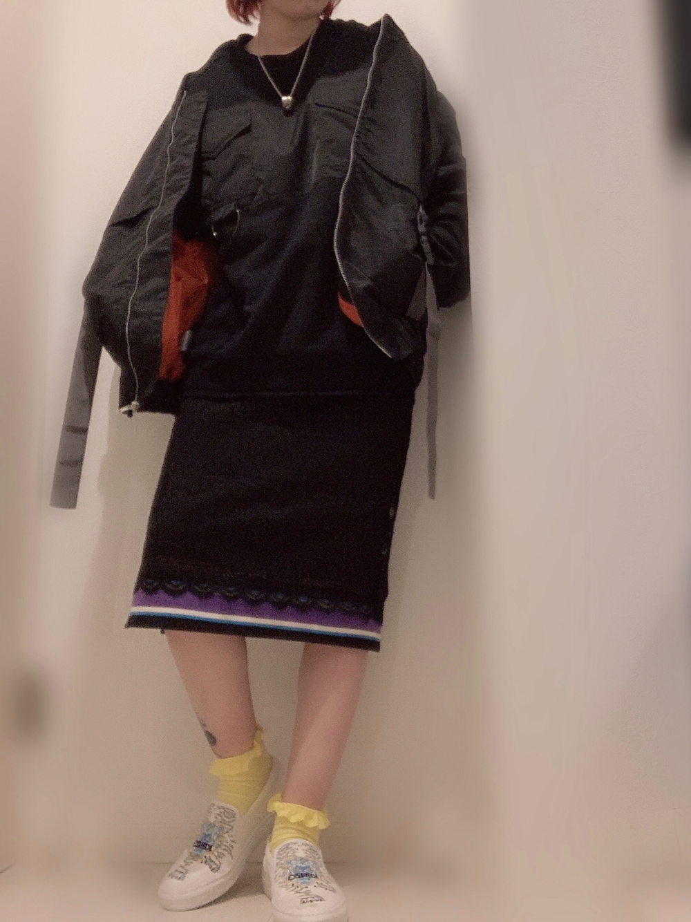 「お気に入りの服でデートに行こう」｜「PAMEO POSEのDraw Tape MA1（MA-1、ブラック系）」を使った、ちゃすこさん（レディース・153cm）の冬コーディネートの1枚目の写真