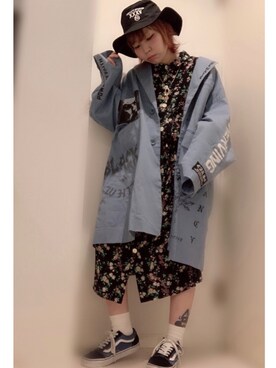 「RNA」｜「アイテム（チェスターコート）」を使った、ちゃすこさん（レディース・153cm）の春コーディネート