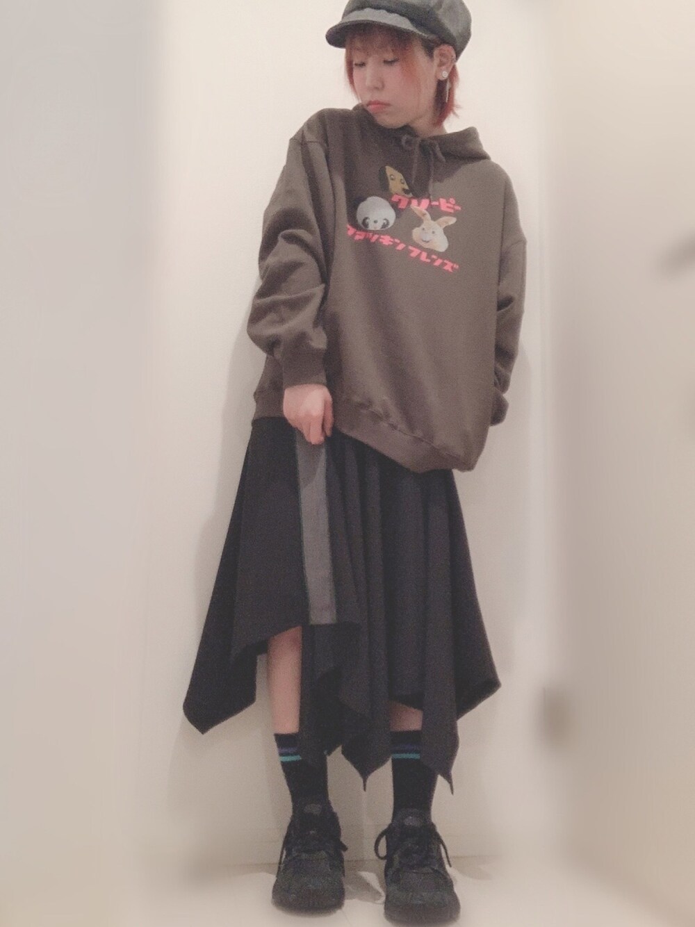 「低身長、ゆるコーデ、平成最後のWEARISTAセンバツ」｜「Aymmy in the batty girlsのアイテム（キャスケット、グレー系）」を使った、ちゃすこさん（レディース・153cm）の春コーディネートの1枚目の写真