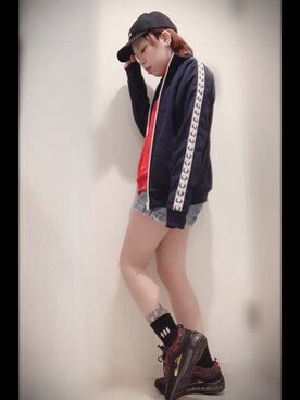「FRED PERRY（フレッドペリー）のアイテム（ブルゾン）」を使った、ちゃすこさん（レディース・153cm）の春コーディネート