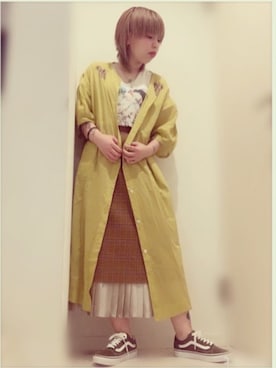 「秋のカフェオレコーデ」｜「アイテム（シャツワンピース）」を使った、ちゃすこさん（レディース・153cm）の秋コーディネート