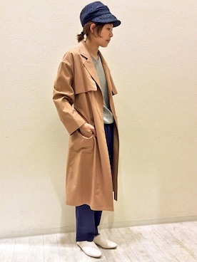 「LBC（エルビーシー）のアイテム（トレンチコート）」を使った、LBC STAFFさん（レディース・158cm）の春コーディネート