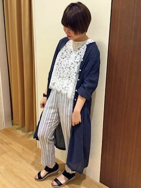 「LBC（エルビーシー）のアイテム（シャツワンピース）」を使った、LBC STAFFさん（レディース・158cm）の夏コーディネート