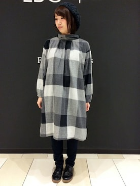 「LBC（エルビーシー）のアイテム（ハンチング/ベレー帽）」を使った、LBC STAFFさん（レディース・158cm）の秋コーディネート