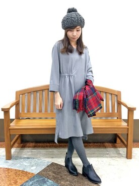 「LBC（エルビーシー）のアイテム（ハンチング/ベレー帽）」を使った、LBC STAFFさん（レディース・158cm）の冬コーディネート