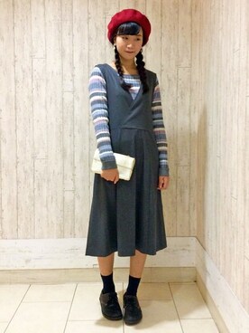 「LBC（エルビーシー）のアイテム（ハンチング/ベレー帽）」を使った、LBC STAFFさん（レディース・158cm）の冬コーディネート
