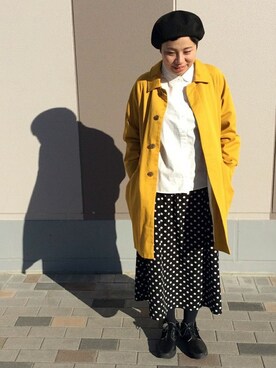 「LBC（エルビーシー）のアイテム（ステンカラーコート）」を使った、LBC STAFFさん（レディース・158cm）の冬コーディネート