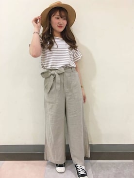 「LBC（エルビーシー）のアイテム（帽子）」を使った、LBC STAFFさん（レディース・158cm）の夏コーディネート