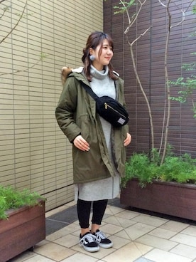 「LBC（エルビーシー）のアイテム（モッズコート）」を使った、LBC STAFFさん（レディース・158cm）の冬コーディネート