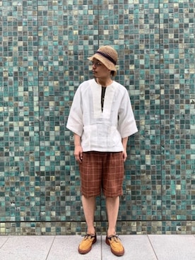 「NICHOLAS DALEY（ニコラスデイリー）のアイテム（パンツ）」を使った、Benshoさん（メンズ・177cm）の夏コーディネート
