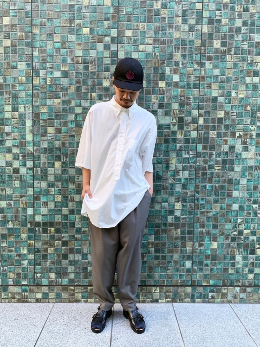 「MARNI、Marvine Pontiak Shirt Makers、rdv o globe、johnbull、Johnbull Private labo、Dressages Johnbull Private labo、ジョンブル、ジョンブル　プライベート　ラボ(Johnbull Private labo)、ビックシルエット、スタッフセンバツ」｜「rdv o globeのアイテム（キャップ、ブラック系）」を使った、Benshoさん（メンズ・177cm）の夏コーディネートの1枚目の写真