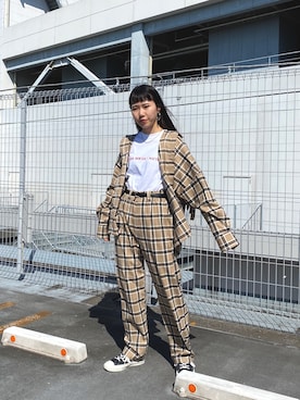 「SUPERTHANKS（スーパーサンクス）のアイテム」を使った、きんたさん（レディース・159cm）の秋コーディネート