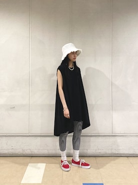 「CIAOPANIC（チャオパニック）のアイテム（帽子）」を使った、きんたさん（レディース・159cm）の春コーディネート