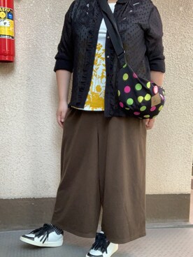「gomme（ゴム）のアイテム（シューズ）」を使った、でぶおばさんさん（レディース・150cm）の秋コーディネート
