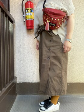 「gomme（ゴム）のアイテム（シューズ）」を使った、でぶおばさんさん（レディース・150cm）の秋コーディネート