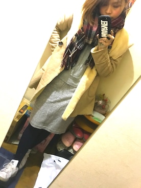 「セットアップ風」｜「アイテム（ムートンコート）」を使った、めぐきちさん（レディース・164cm）の冬コーディネート