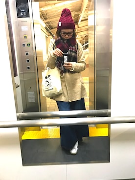 「coca（coca）（コカ）のアイテム（ムートンコート）」を使った、めぐきちさん（レディース・164cm）の冬コーディネート