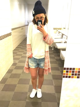 「トイレから失礼しやす」｜「アイテム（帽子）」を使った、めぐきちさん（レディース・164cm）の春コーディネート